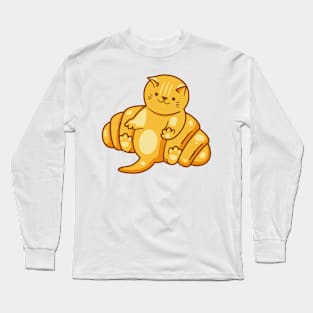 Kawaii Croissant Kitten Cat Lover Long Sleeve T-Shirt